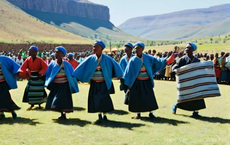 레소토에서 예술과 문학 - A heartwarming scene of a Basotho grandmother, clad in a traditional Basotho dress and a colorful he...