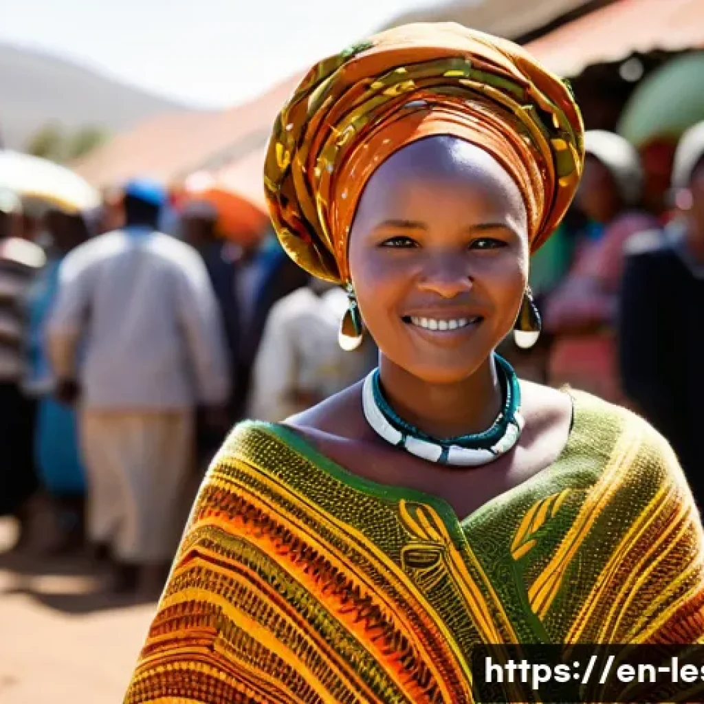 레소토 전통 의상 - **Prompt:** A dignified Basotho man, appearing in his 30s-40s, stands proudly on a picturesque mount...