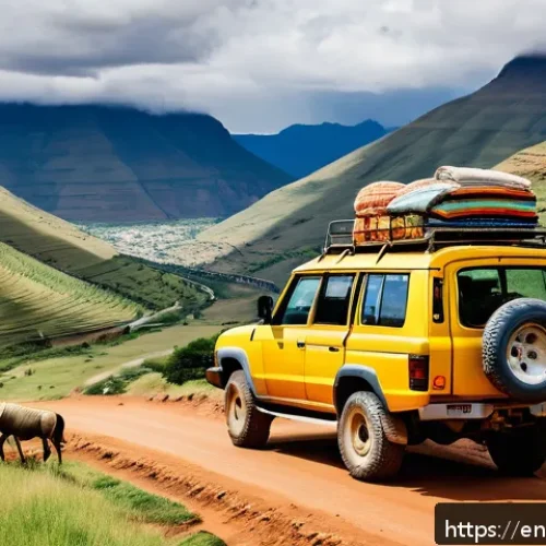 레소토에서 주의해야 할 점 - A rugged 4x4 vehicle driving on narrow, winding mountain roads in Lesotho’s Maloti Mountains during ...